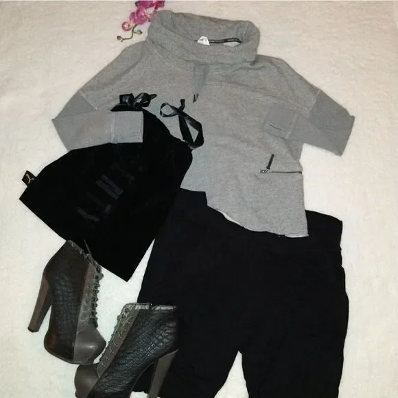 Calvin Klein Performance Cropped Cowl Neck Sweatshirt - Picture 1 of 9